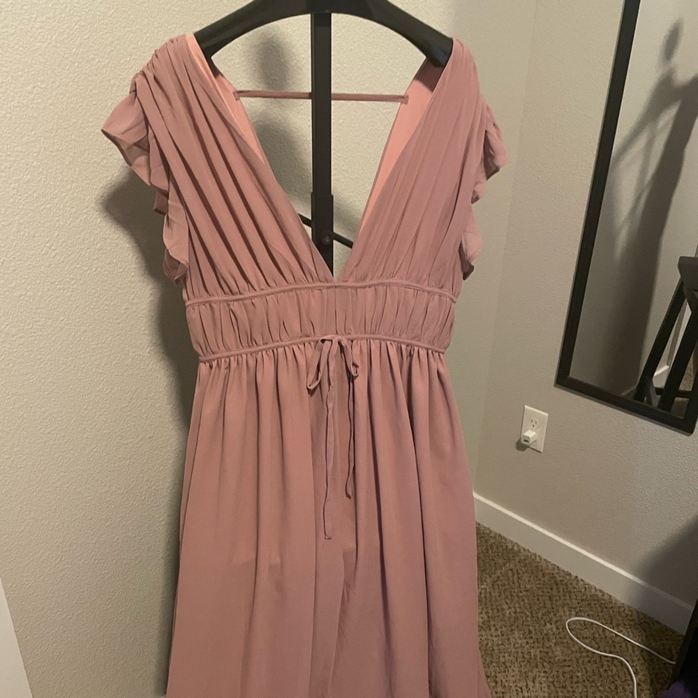 Dusty rose chiffon bridesmaids dress